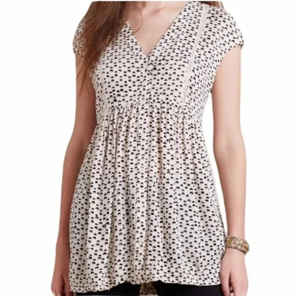 ANTHROPOLOGIE Vanessa Virginia Ladder Lace Tunic Size Extra Small